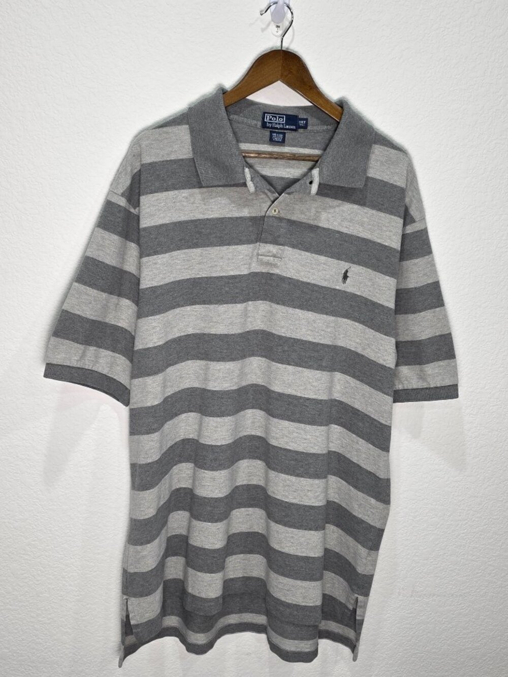 Polo Ralph Lauren Grey Horizontal Striped Short Sleeve Polo Shirt 2XLT